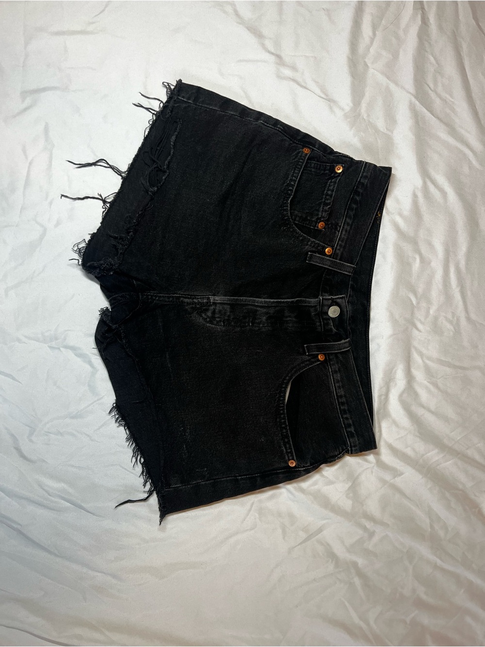 Levi's Black Distressed Denim Cutoff Shorts